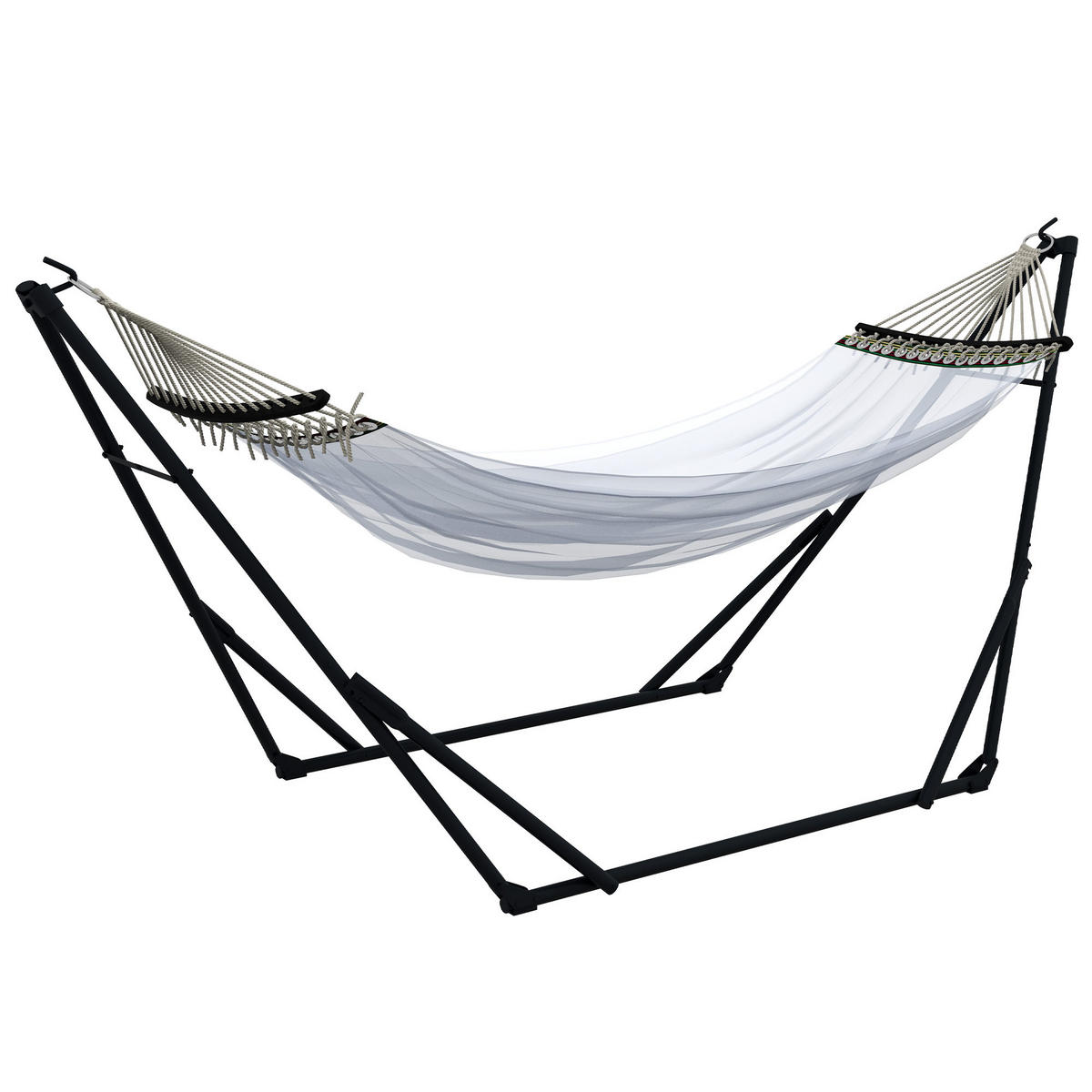 HÄNGEMATTENGESTELL INKL. HÄNGEMATTE DE-07030 2-in-1, klappbar - Weiß, Metall (263/100/89cm) - ComfortXL