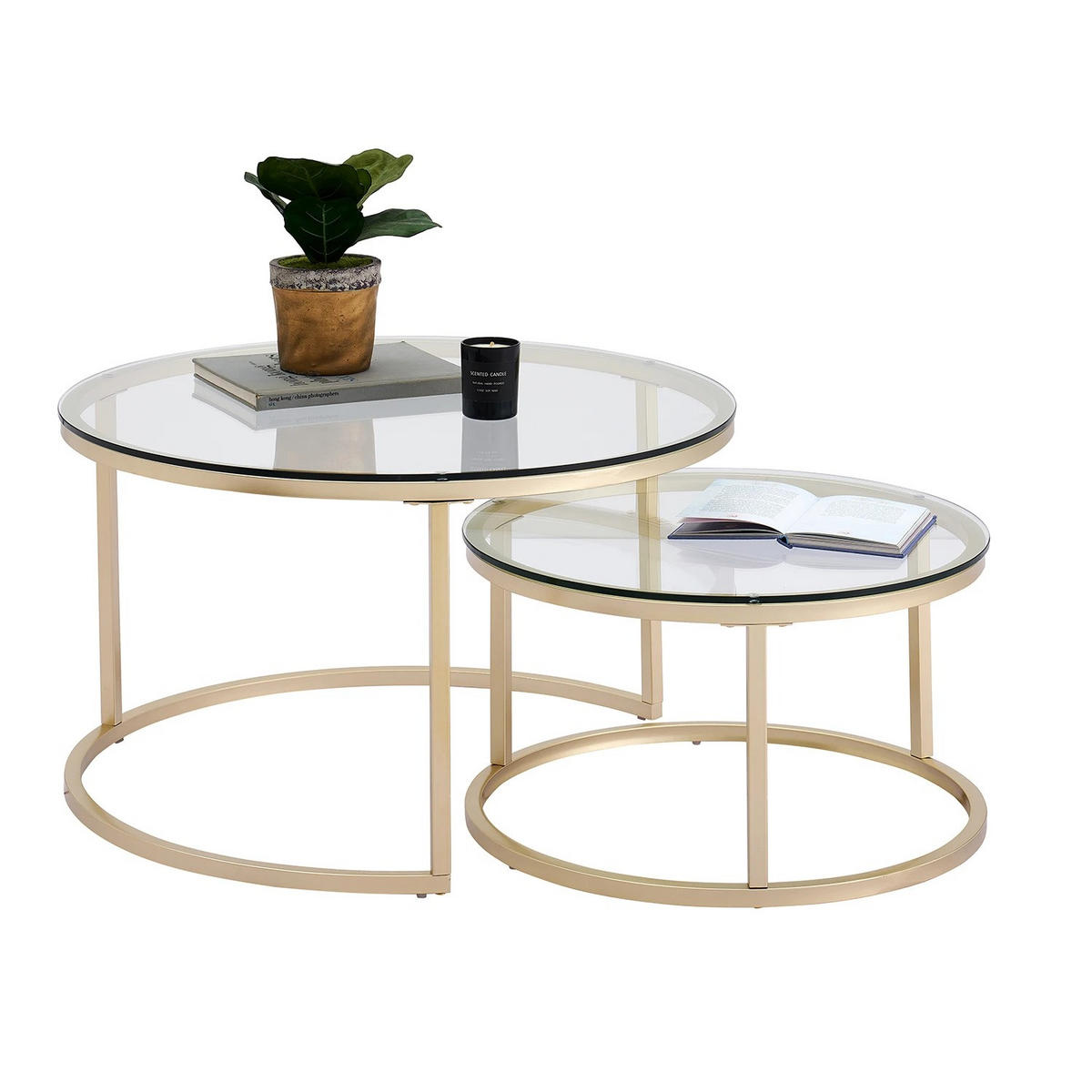 COUCHTISCH, 2-in-1, Glas, Eisen 60 x 40 cm - Goldfarben, Holzwerkstoff (60/60/45cm) - Kaket