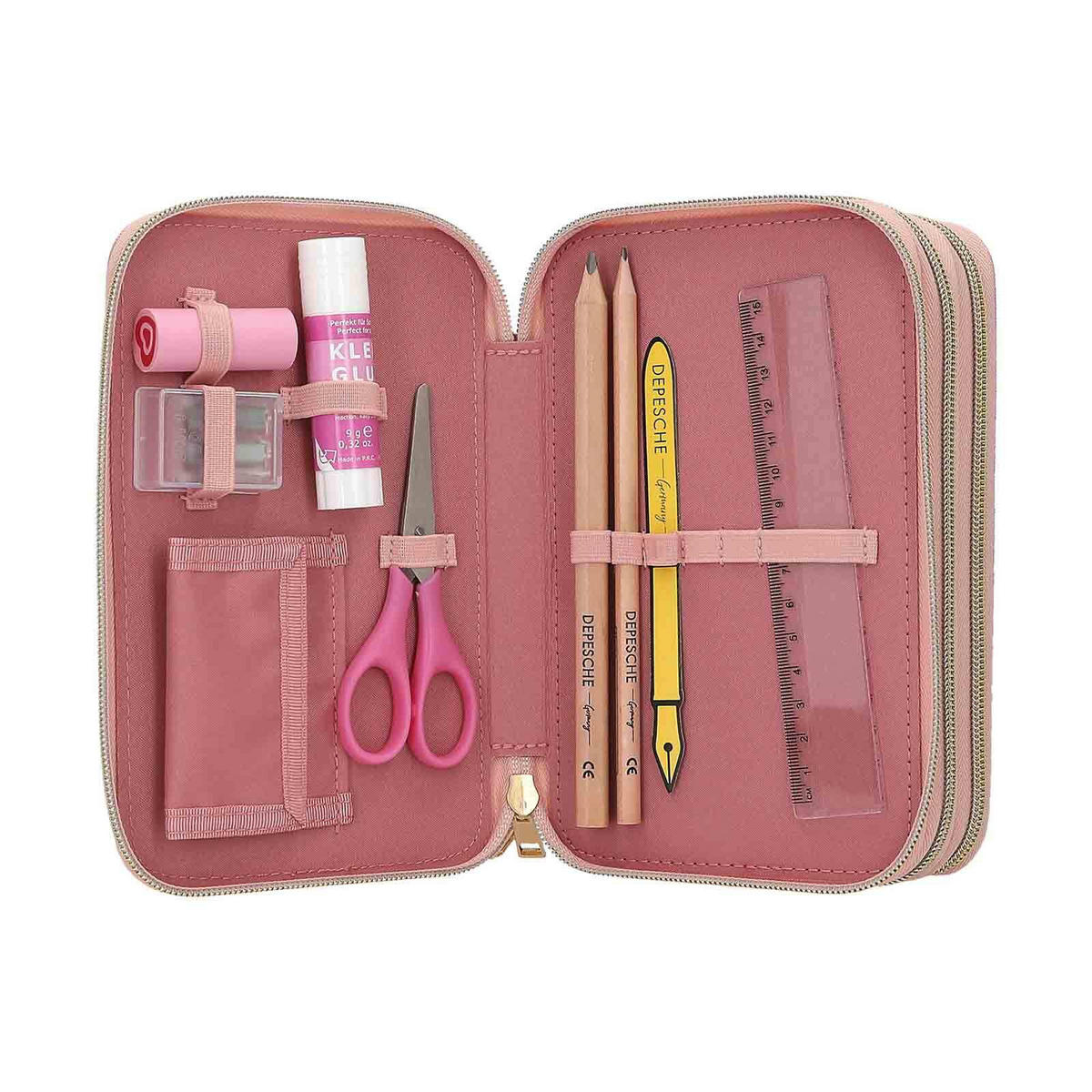 3-FACH FEDERTASCHE BLOSSOM PONY INKL. STIFTE Miss Melody rosa 7,5 x 13 x 20 cm - Rosa, Kunststoff (13/20/7.5cm) - Depesche Germany