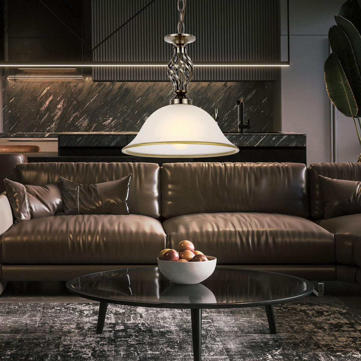 LED HÄNGELEUCHTE ODIN Messing - Messingfarben, Glas (30/30/120cm) - Globo Lighting