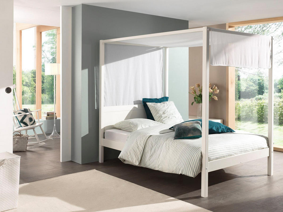 HIMMELBETT Katey 208x191x148 aus Massivholz in Weiß - Weiß, Holz (140/200cm) - 58aufmkessel