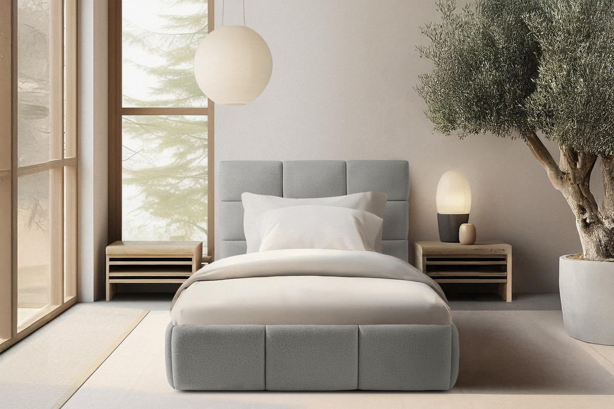 POLSTERBETT ALTOS Einzelbett, Bouclé, grau - Grau, Holz/Holzwerkstoff (120/200cm) - KONSIMO®