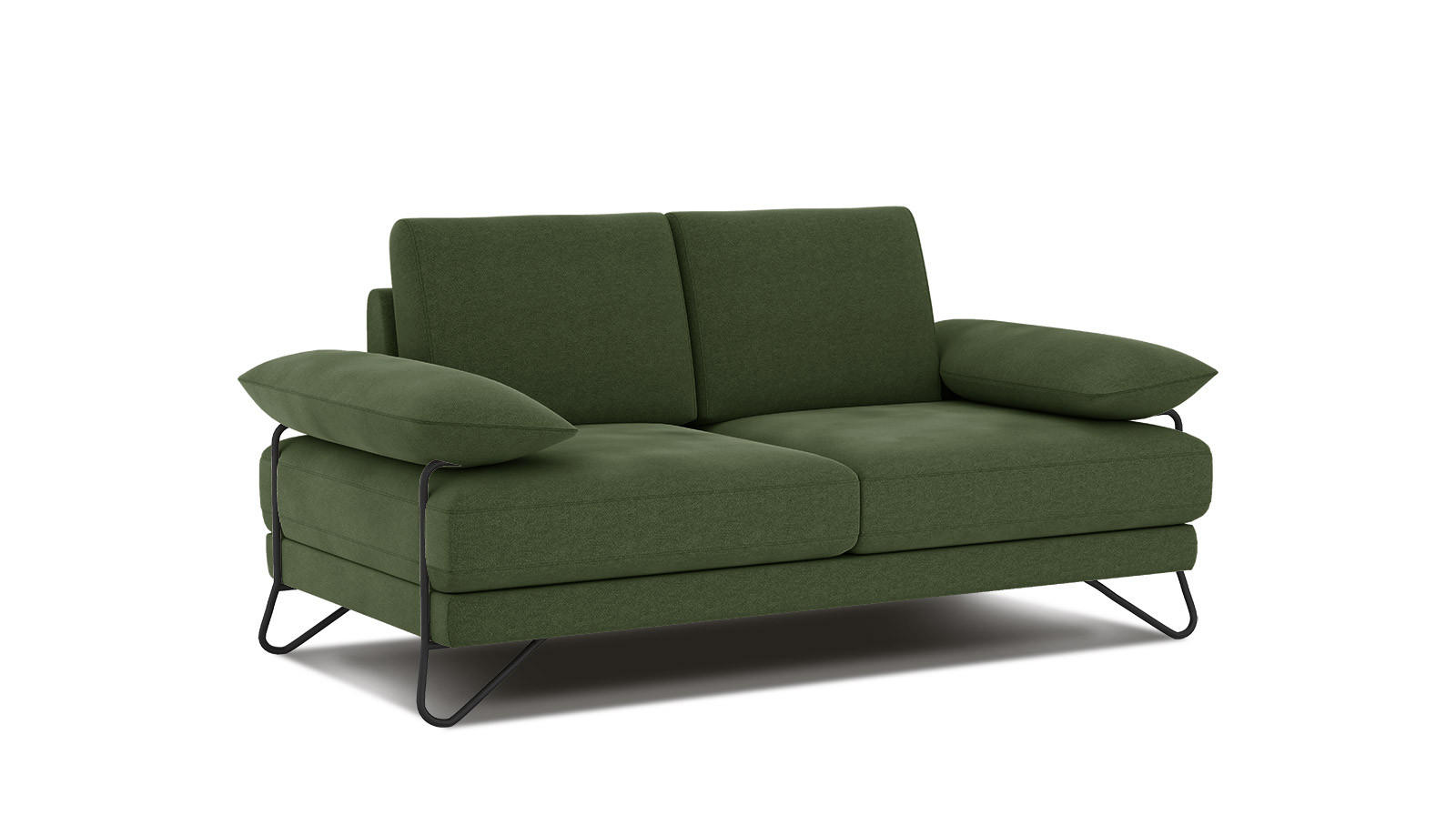 SOFA LORI 2-Sitzer, olivgrün - Schwarz/Olivgrün, Holzwerkstoff/Textil (185/87/96cm) - Courtois Laville