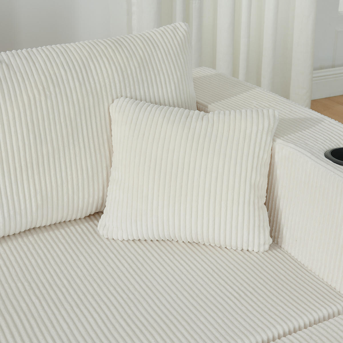 WOHNLANDSCHAFT DE-34606 modular mit Getränkehalter Beige - Beige, Textil (138/75/230cm) - ComfortXL