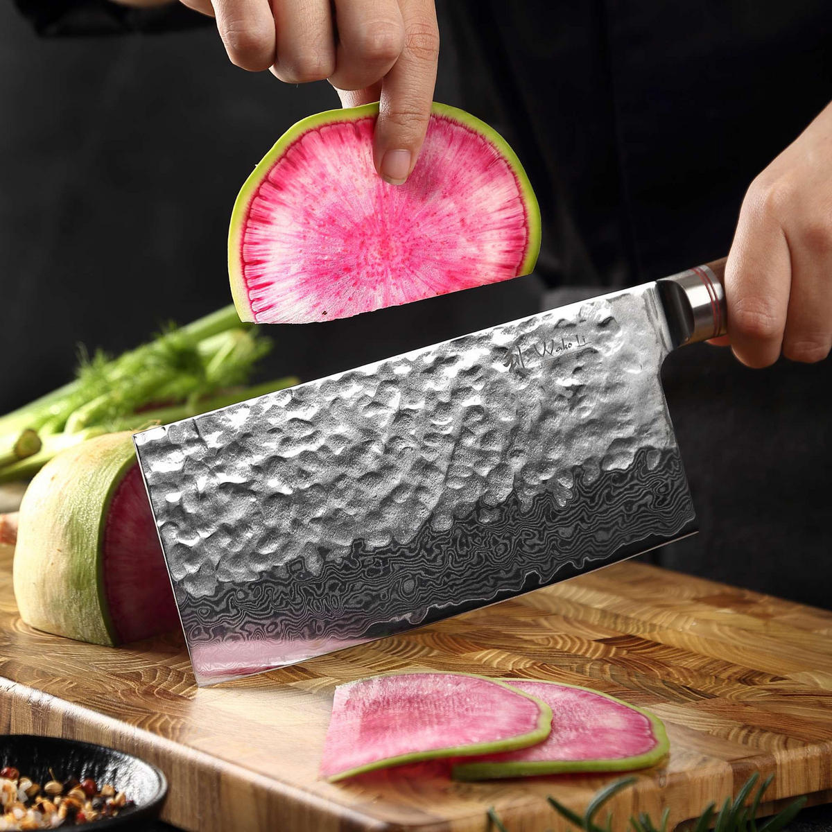 KOCHMESSER 17,5 cm - Nussbaumfarben, Holz/Metall (33cm) - Wakoli