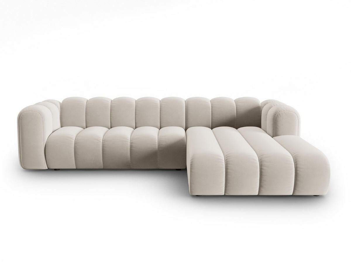 ECKSOFA modular rechts Lupine aus Samt beige 4 Sitzplätze - Beige, Textil (177/290cm) - Micadoni