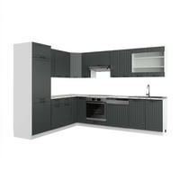 ECKKÜCHE Fame-Line Anthrazit Landhaus/Weiß 227 x 287 cm, AP Marmor - Anthrazit/Weiß, Holzwerkstoff (287/81.6/60cm) - Vicco