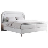 BOXBETT EIRA 140/200 Weiß Kunstleder - H4 - Silberfarben/Weiß, Holz/Textil (140/200cm) - MKS