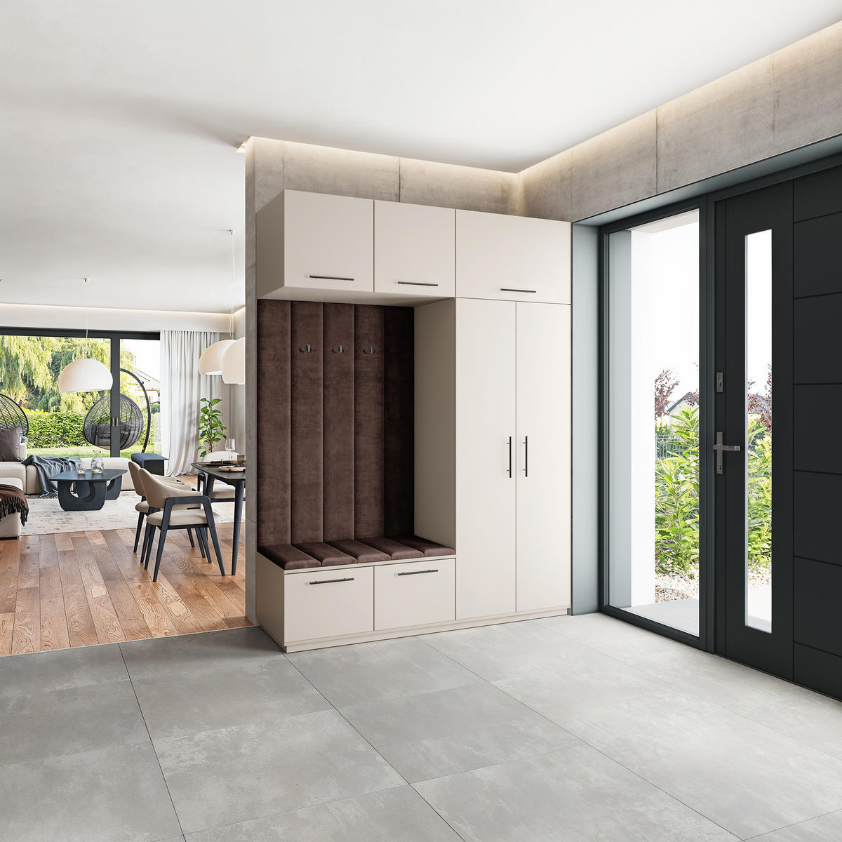 GARDEROBENSCHRANK REMA 180/240/60 cm Modern Garderobe-Set Kaschmir - Kaschmir/Braun, Holzwerkstoff (180/240/60cm) - MASSENO