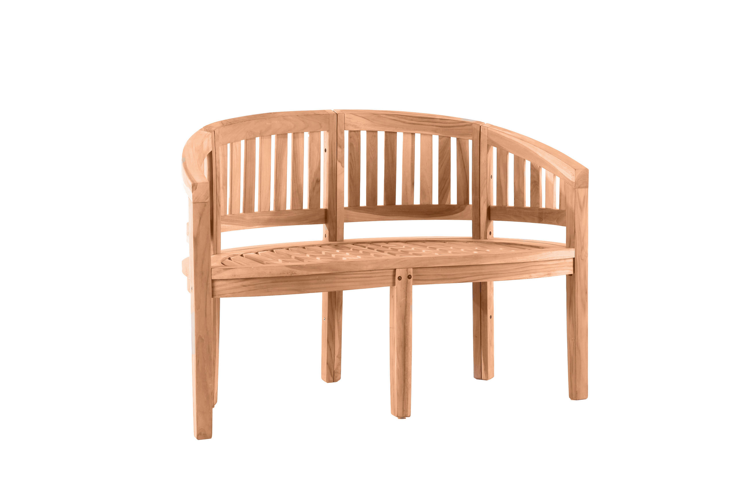 GARTENSITZBANK Teaka 2-Sitzer in Bananenform, 120 cm,Teakholz - Naturfarben, Holz (120/85/53cm) - TPFGarden