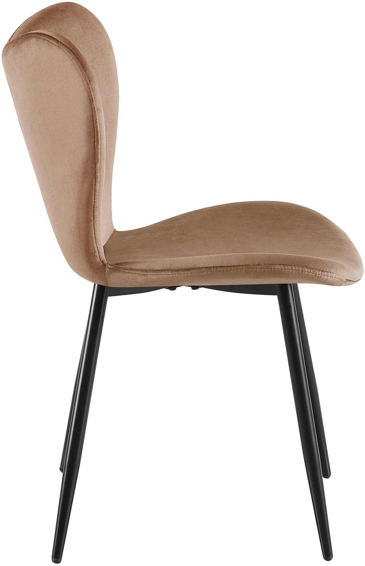 ESSZIMMERSTUHL Samt Braun - Schwarz/Braun, Textil/Metall (50/80/58cm) - CLP