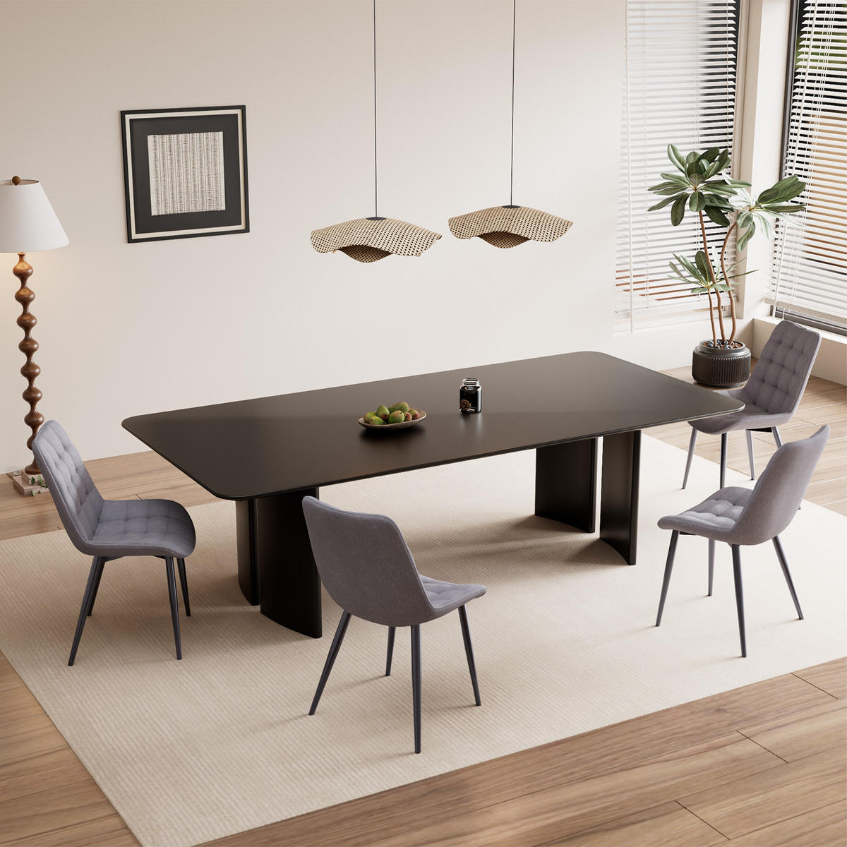 STUHL-SET 4 Stück aus Stoff in Modernem Stil-YZ2 - Grau, Textil (53/88/62.5cm) - HOMAVO