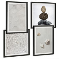 BILDER SET 4er Set - 50x50 cm & 40x60 cm Schwarzer Rahmen - Sandsteine moderne Farbe - Schwarz, Kunststoff (50/50cm) - TULUP