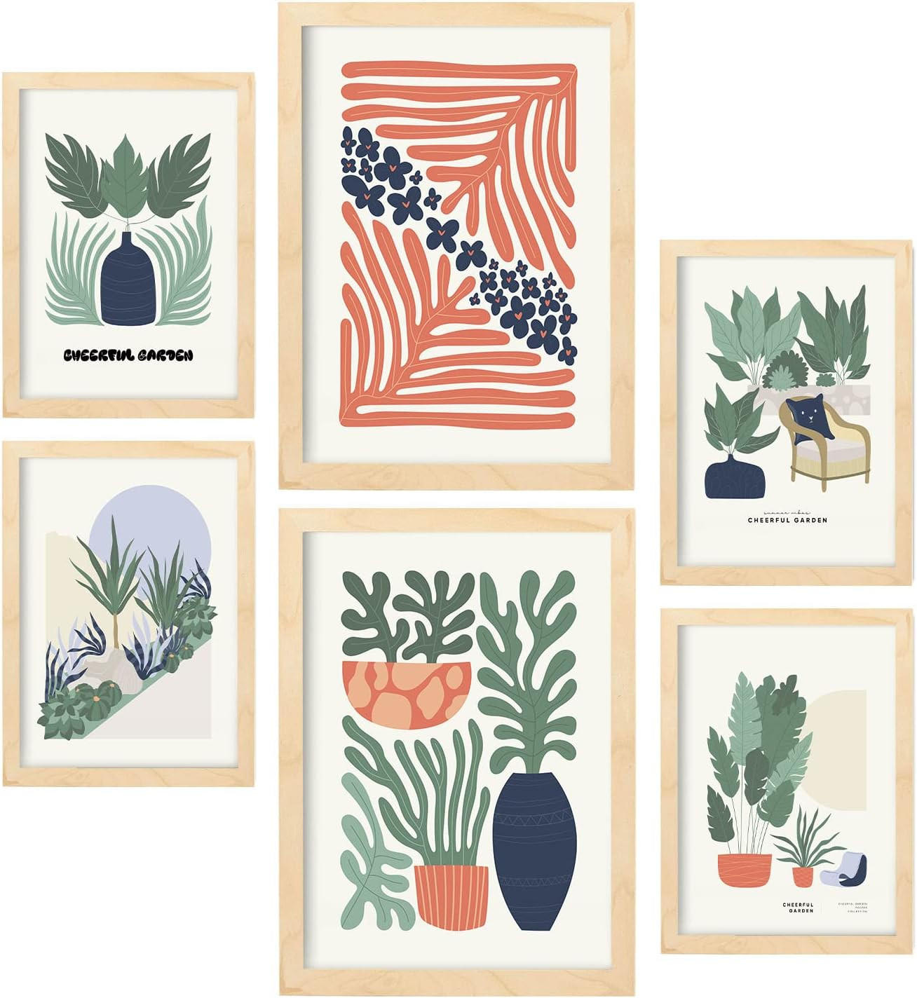 POSTER Set Mit 6 Minimalistischen In Pastellfarben Sommerkollektion Drucke Von Landschaften Und Natur Für A3 & A4 Rahmen Aus Hellem Holz - Beige, Papier (29/3cm) - Nacnic