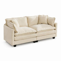 2-SITZER SOFA Chenille Beige modular - Beige, Textil (198/84/75cm) - WISHDOR