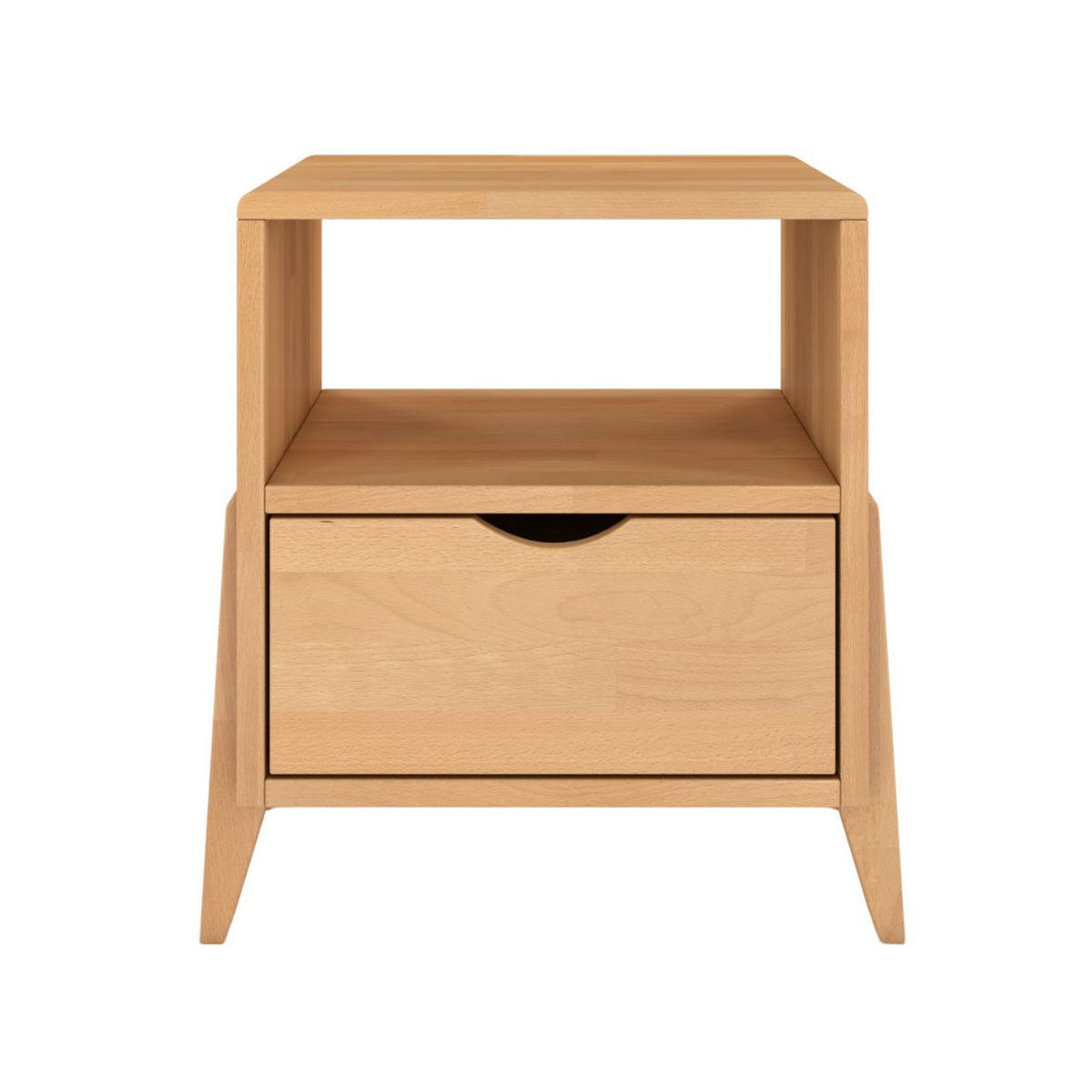 MASSIVHOLZNACHTTISCH Gdynia mit Schublade und Regalböde, Buche - lackiert, Naturfarben - Buchefarben, Holz/Buchenholz (45/51/35cm) - Visby