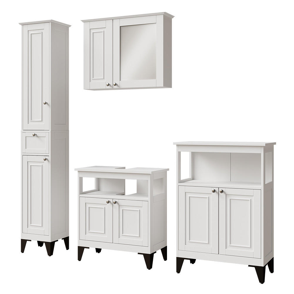 KUPAONSKI SET 4 KOMADA Vanity Bijela 4 dijela - bijela, drvni materijal (60/65/30cm) - Vicco