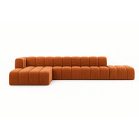 ECKSOFA Mit Hocker GRAND L, Stoff Salvador, Braun, Links - Braun, Holz (386/179cm) - Kaiser Möbel