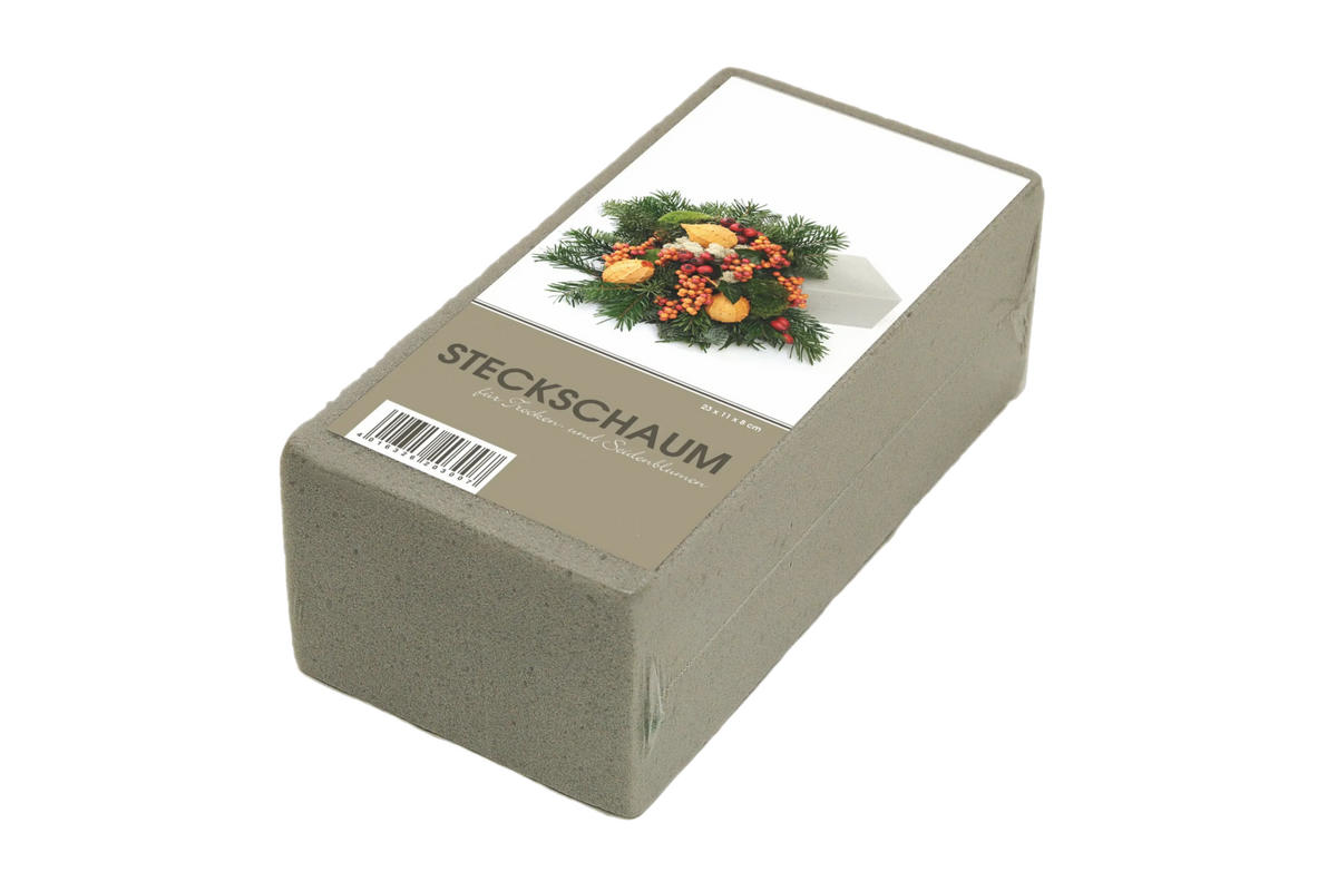 TROCKENSTECKMASSE Trockenschaumziegel für Kunstblumen - Grün, Kunststoff (1cm) - aplanta