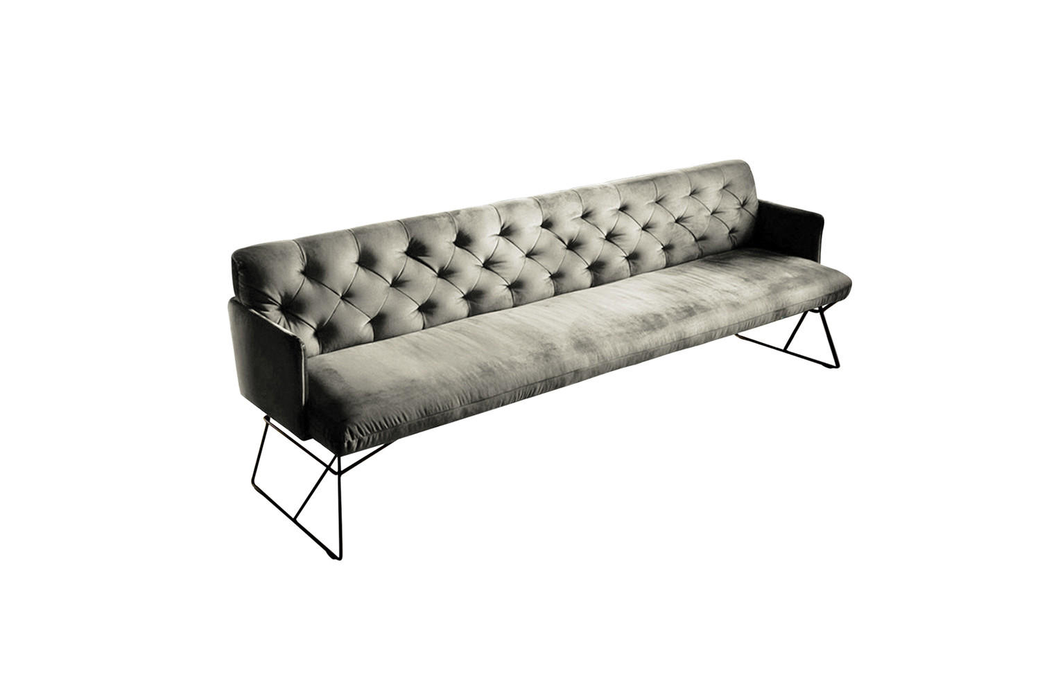 ESSZIMMERBANK CHARME Silber Velvet - Silberfarben, Textil (206/85/68cm) - KAWOLA