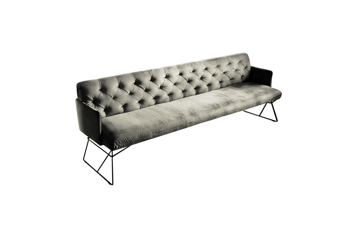 ESSZIMMERBANK CHARME Silber Velvet - Silberfarben, Textil (206/85/68cm) - KAWOLA