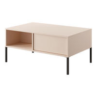 COUCHTISCH Piemontesia 2S Beige 96,9/44,4/60 cm – mit Push-to-Open-Funktion - Beige/Schwarz, Holzwerkstoff/Metall (60/96.9/44.4cm) - AX Living