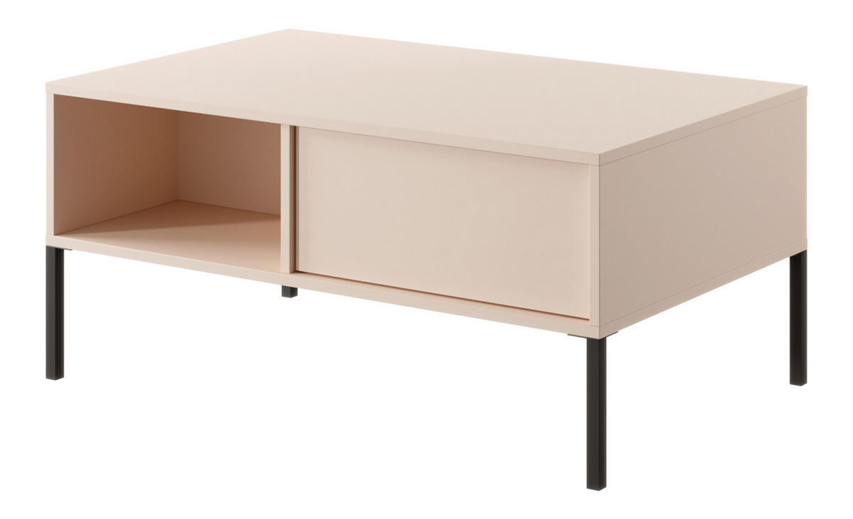 COUCHTISCH Piemontesia 2S Beige 96,9/44,4/60 cm – mit Push-to-Open-Funktion - Beige/Schwarz, Holzwerkstoff/Metall (60/96.9/44.4cm) - AX Living