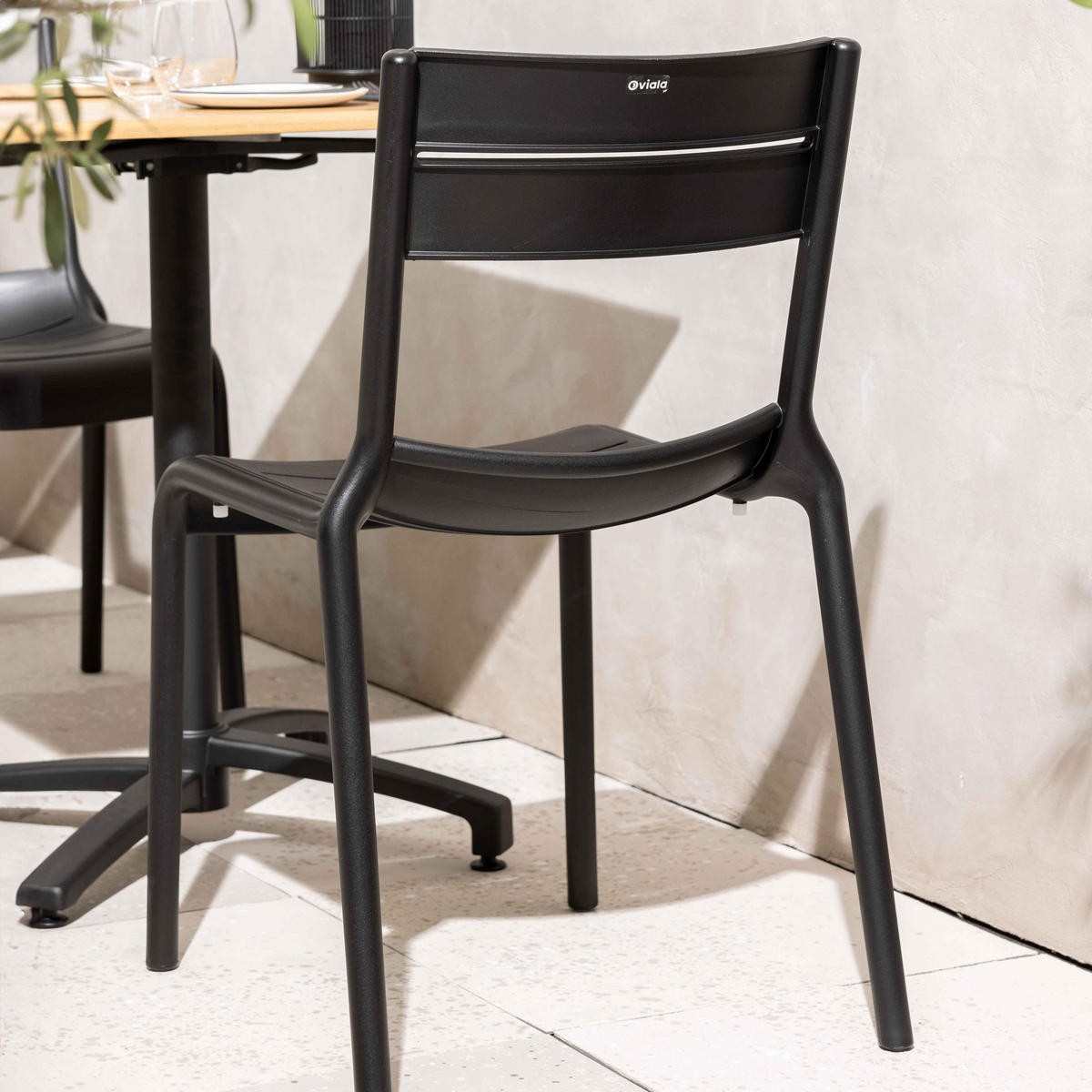 GARTENSTUHL, Schwarz - Schwarz, Kunststoff (50/82/54cm) - Oviala