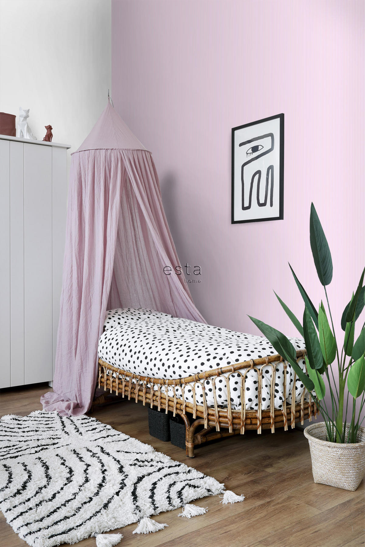 TAPETE Streifen 53 cm x 10.05 m - Pink, Papier (53/0.1cm) - ESTAhome