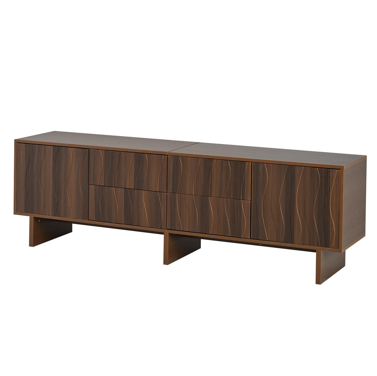 LOWBOARD 180/40/56 cm aus Spanplatte mit 4 Schubladen und 2 Türen Walnussfarben - Braun, Holzwerkstoff (180/56/40cm) - Modenvie