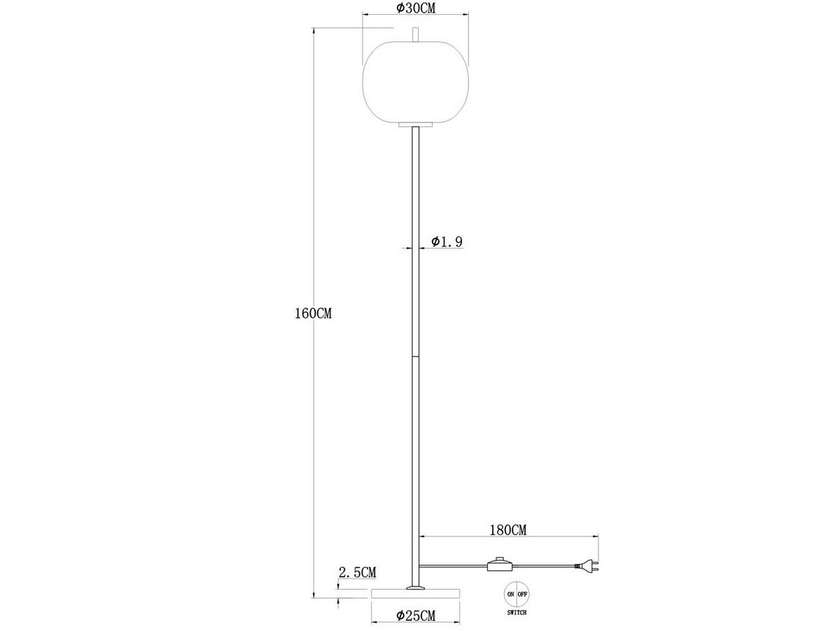 LED-STEHLAMPE Messing Höhe 160cm, Glaskugel Rauchglas - Goldfarben/Schwarz, Glas/Metall (30/30/160cm) - meineWunschleuchte