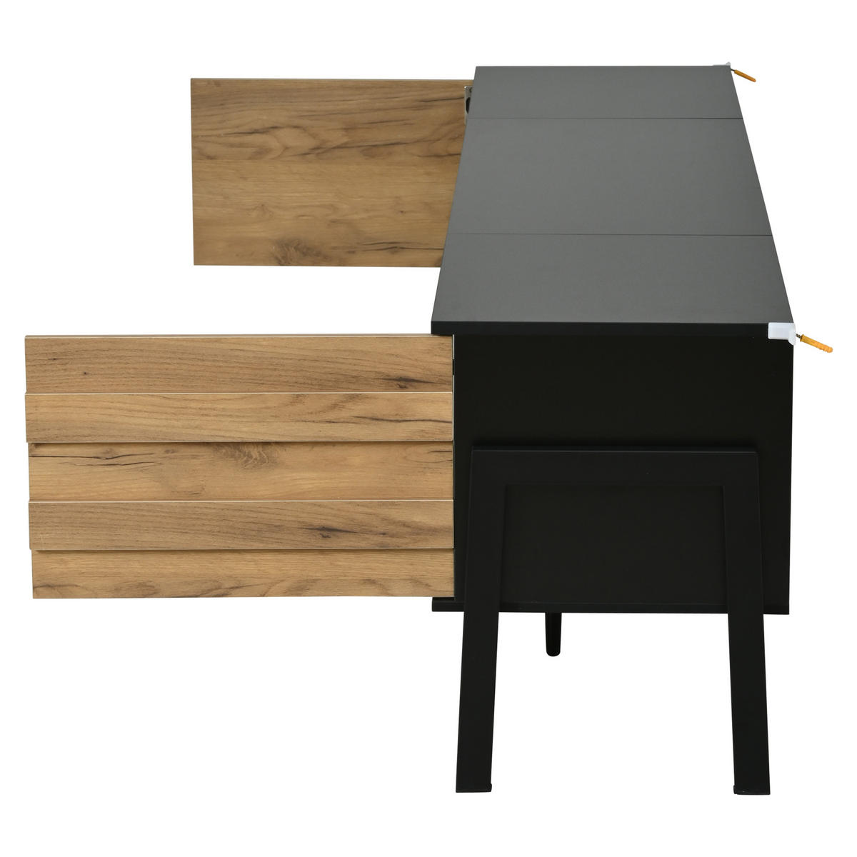 TV-LOWBOARD 175x39.5x53 cm 2 Schränke Offene Lagerflächen - Schwarz, Holzwerkstoff (39.5/53/175cm) - FLIEKS