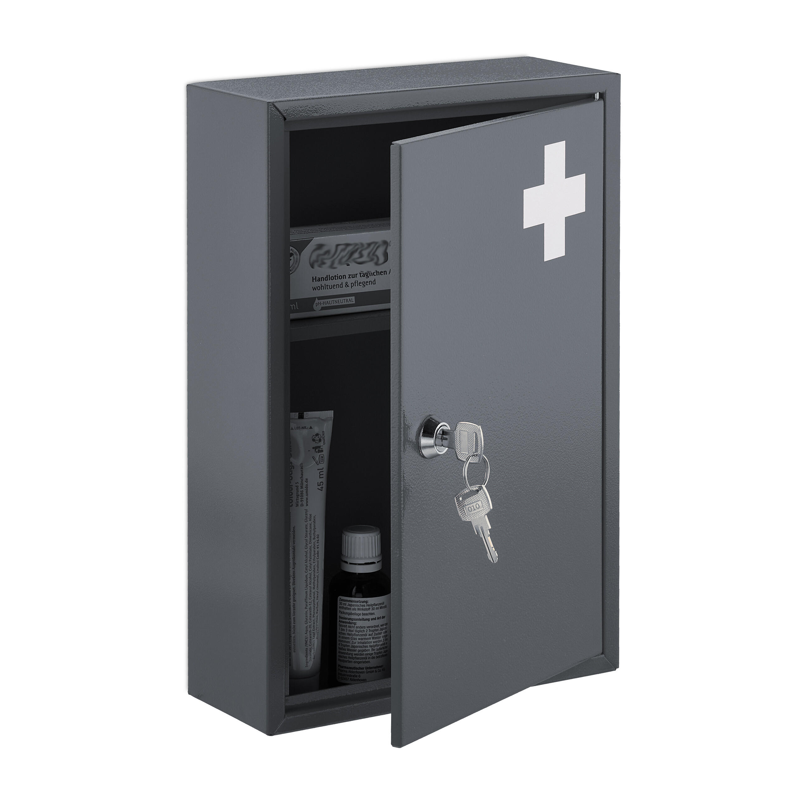 MEDICINSK&Aring;P Gr&aring; Vit l&aring;sbart metall v&auml;ggmontering 32/21.5/9.5 cm