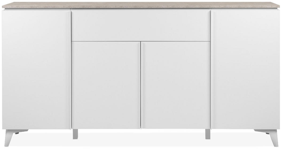 SIDEBOARD 4 Türen 1 Schublade L177 cm - BERTRIX - Weiß, Holzwerkstoff (177/92/40cm) - Finori GmbH