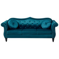 3-SITZER-SOFA Samtstoff Blaugrün Skien - Jadegrün, Textil (204/86/78cm) - Beliani