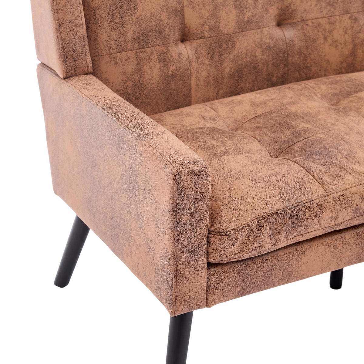 SITZBANK 2-Sitzer Suedevlies-Polster mit Knopfheftung, Massivholzbeinen 119/75/88 cm Dunkelbraun - Dunkelbraun, Textil (75/88/119cm) - Redom