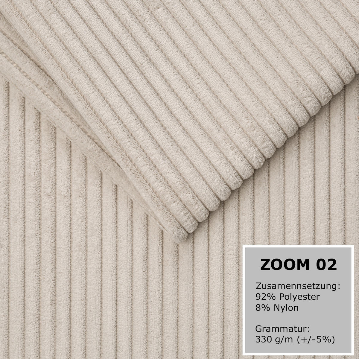 ECKSOFA VALTOR 320 cm x 185 cm – Stoff: ZOOM 02 Farbe: Beige - Beige, Textil (320/185cm) - A&J MöbelLand