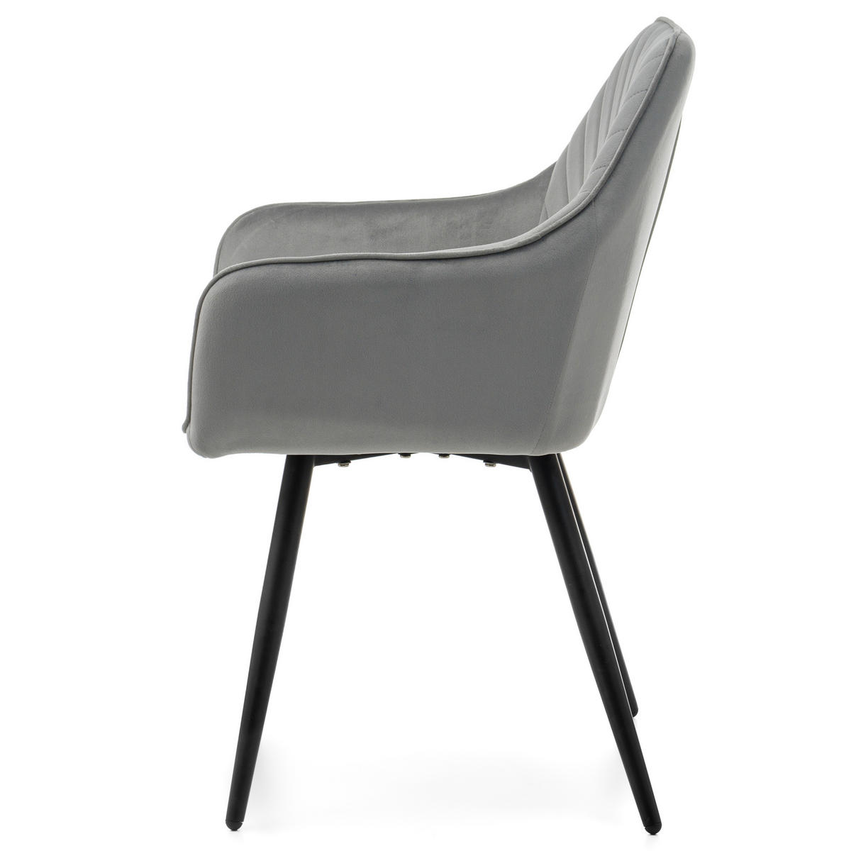 STUHL VASTO gepolstert mit Steppung - hellgrau - Samt Velours - Hellgrau/Schwarz, Textil/Metall (58/87/60cm) - NEW HOME