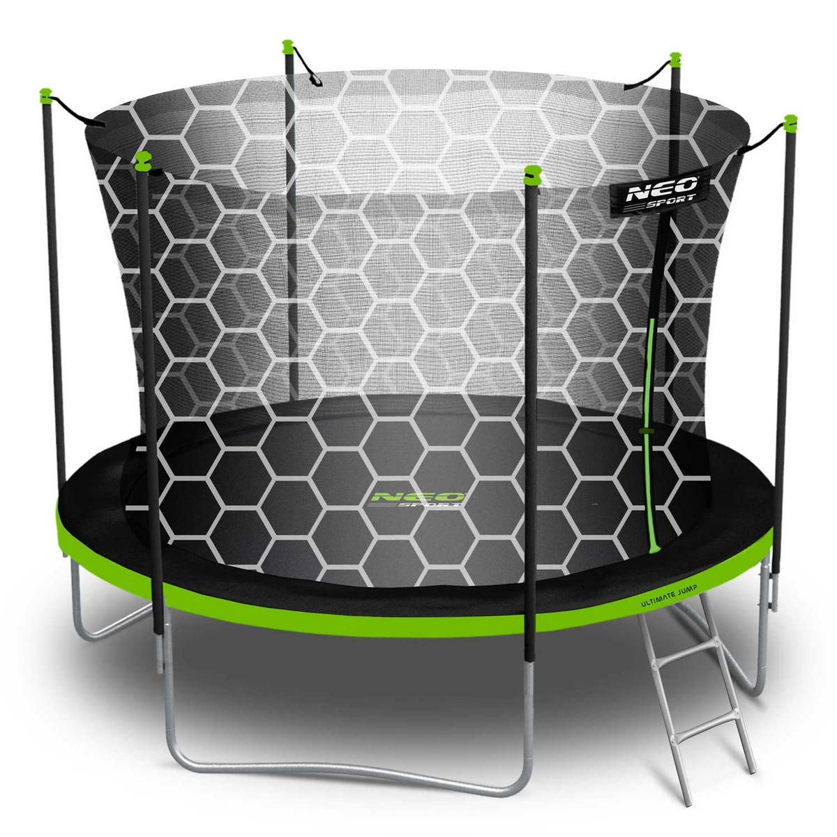 GARTENTRAMPOLIN 8 ft/252 cm mit Innennetz und Leiter - Grün, Metall (252/252cm)