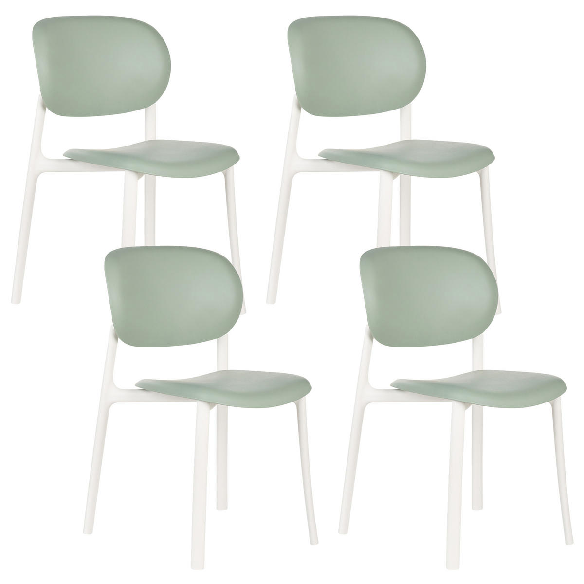 GARTENSTUHL 4er-Set Grün Musano - Weiß/Grün, Kunststoff (47/88/46cm) - Beliani