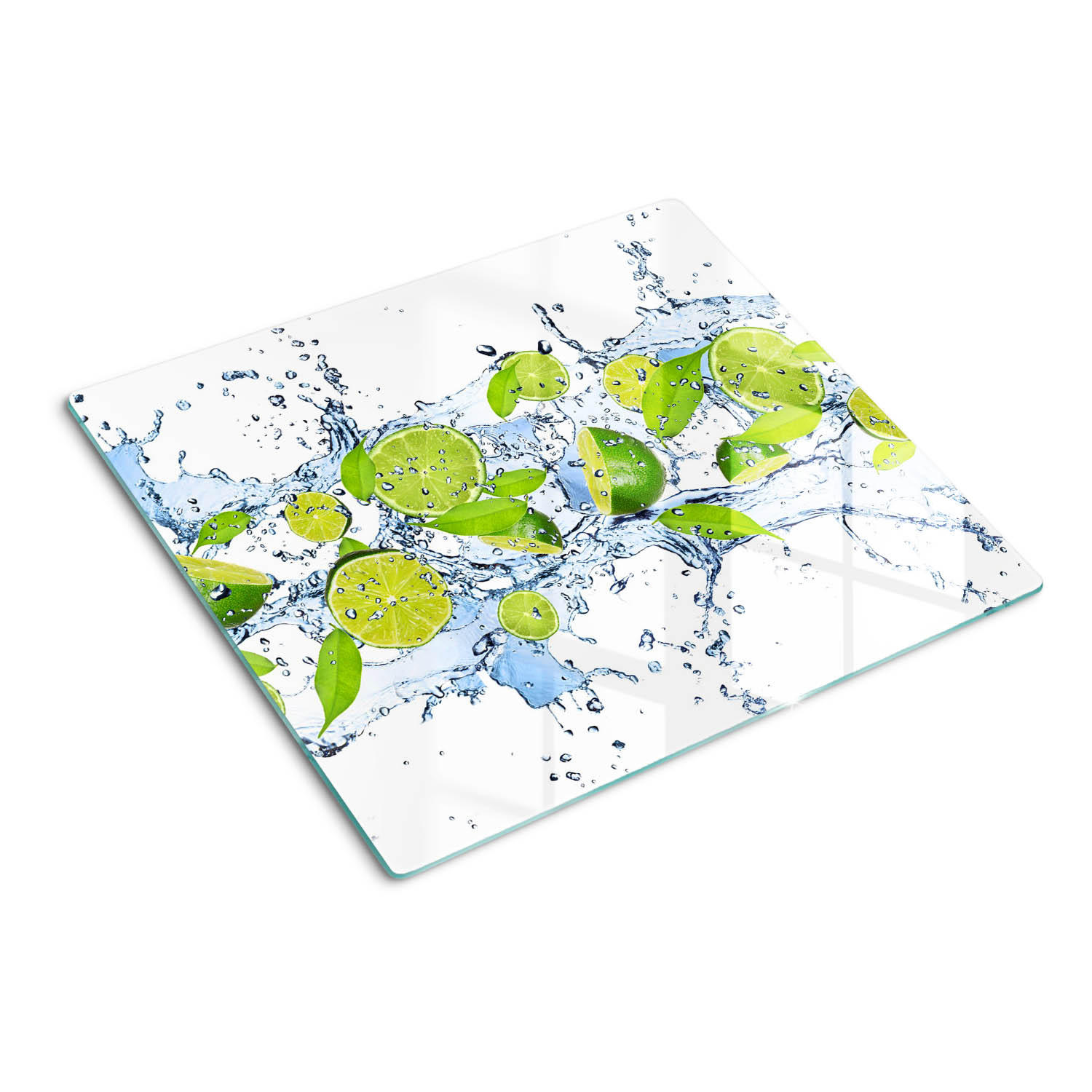GLASPLATTE 60x52 cm Limetten und Wasser - Grün, Glas (60/0.4/52cm) - TULUP