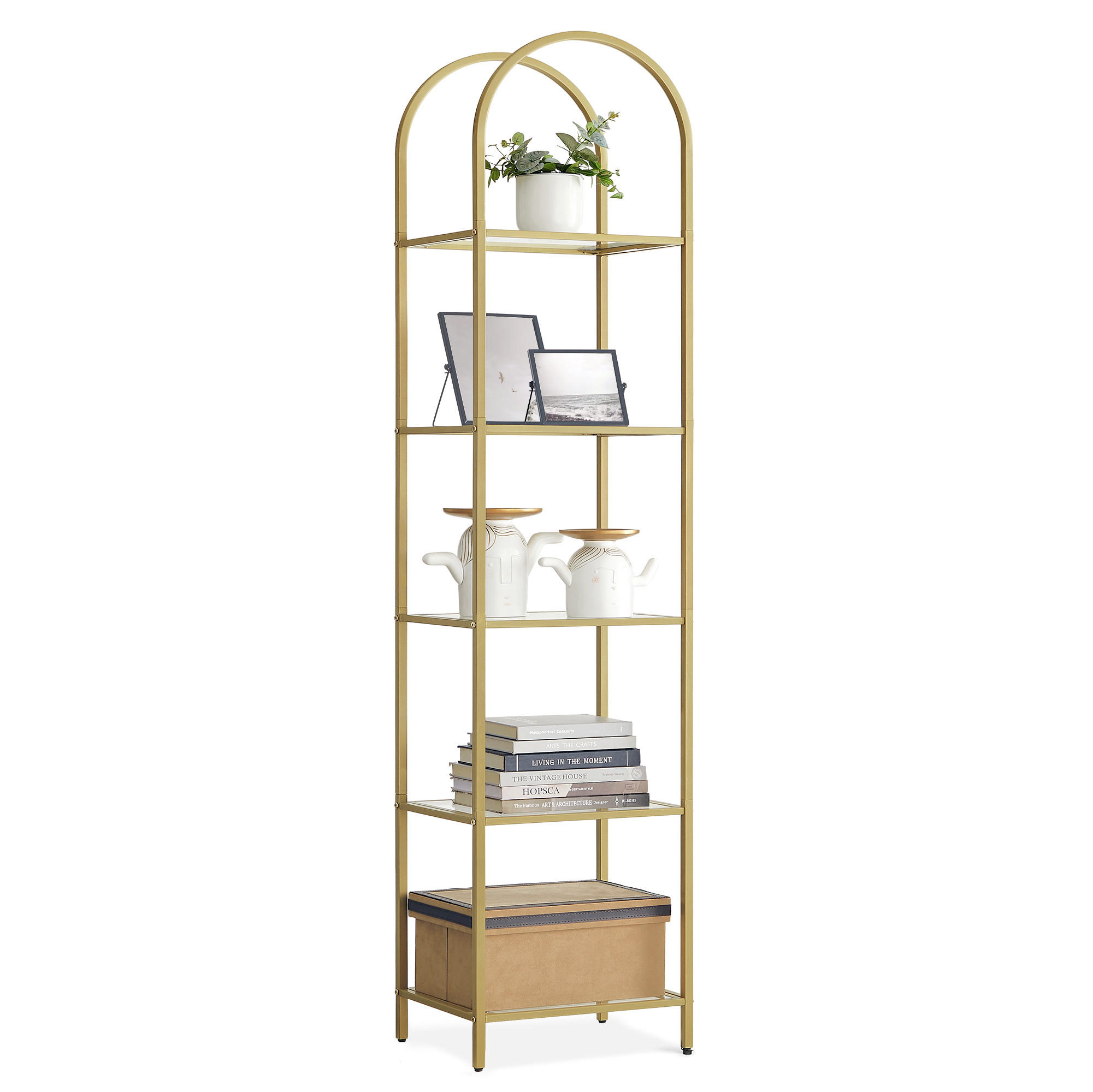 BÜCHERREGAL Binni - Goldfarben, Glas (30/183/40cm) - VASAGLE