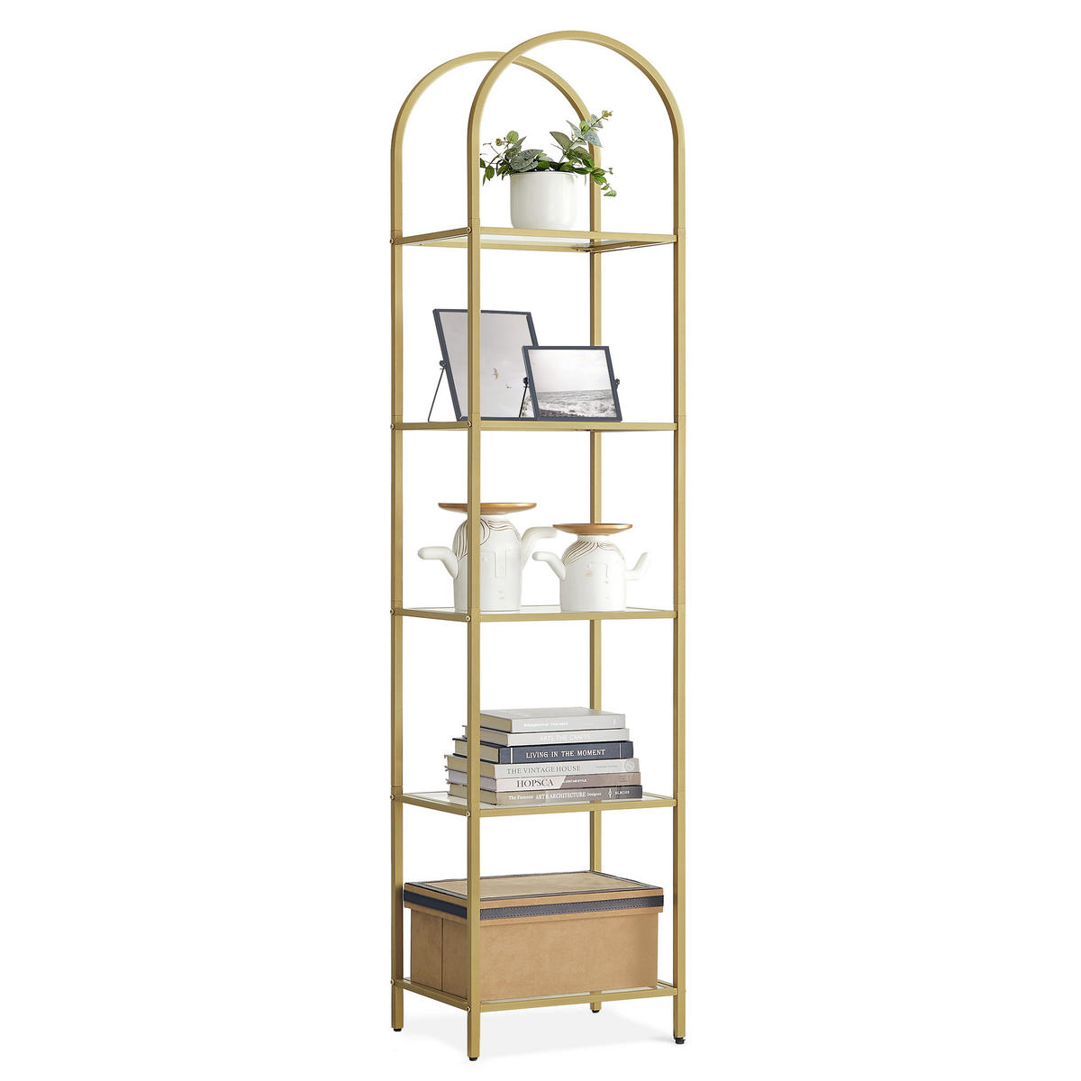 BÜCHERREGAL Binni - Goldfarben, Glas (30/183/40cm) - VASAGLE