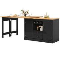 BARTISCH ausziehbar 120-180 cm mit Stauraum MDF Schwarz/Natur - Schwarz, Holzwerkstoff (40/76/180cm) - Meubliv
