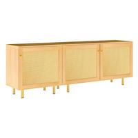 SIDEBOARD aus MDF 180x40x63 cm Natur mit modularem Stauraum und goldfarbenen Metallbeinen - Naturfarben, Holzwerkstoff (180/63/40cm) - Modfu