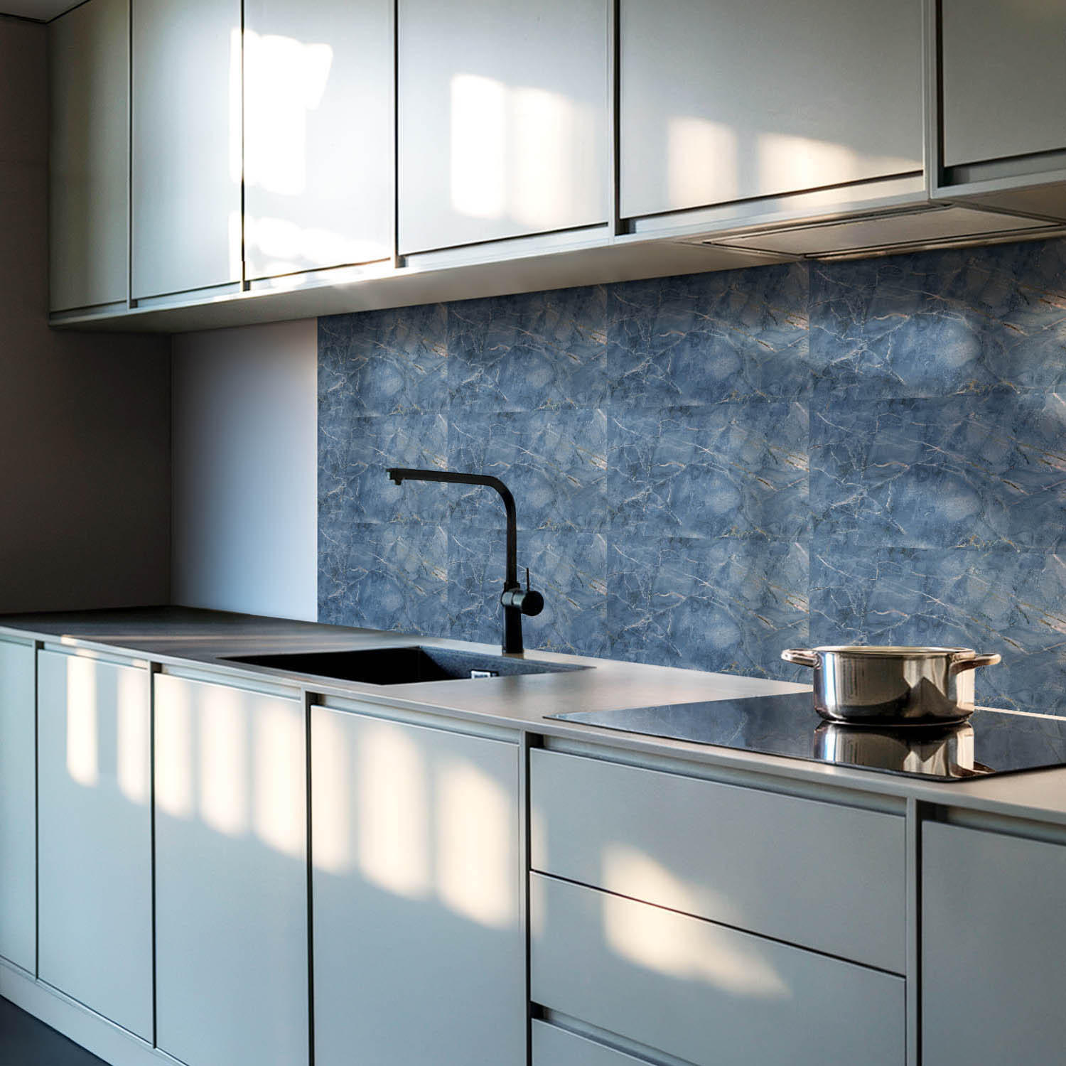 WANDPANEEL 10x 40x20 cm selbstklebend Lazurite - Dunkelblau, Kunststoff (20/1.6/40cm) - Wallfluent