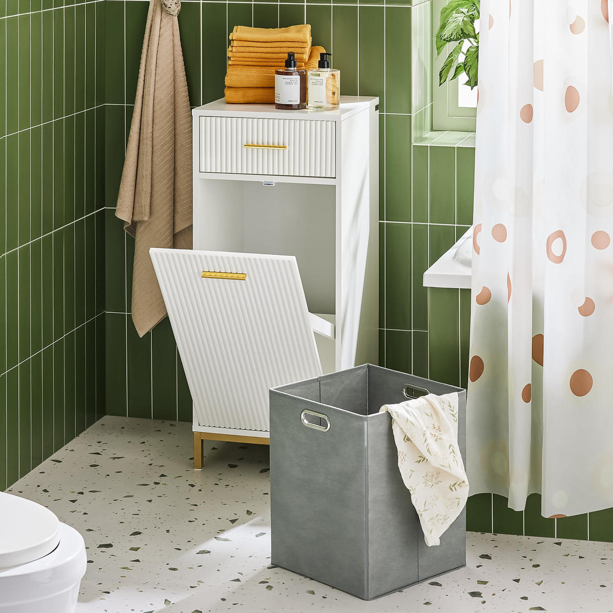 WÄSCHESCHRANK Weiß - Weiß, Holzwerkstoff/Metall (40/95/40cm) - SoBuy