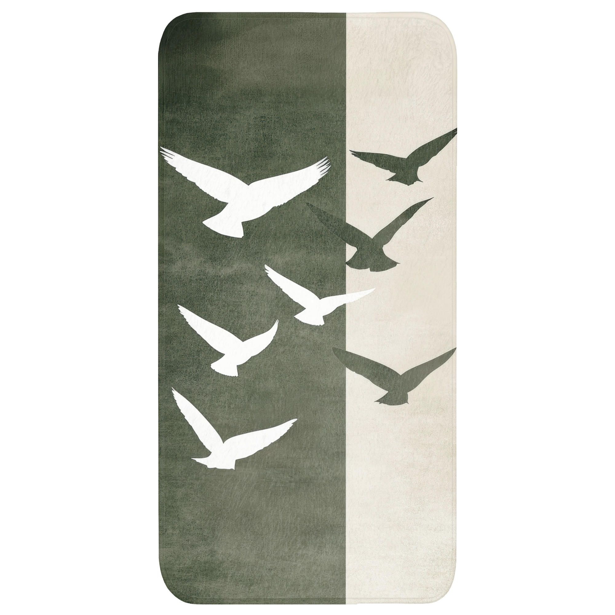 BADEMATTE Japandi - Vogel - Grün Badteppich 60x120 cm - Olivgrün, Kunststoff/Textil (60/120cm) - OnlyWow