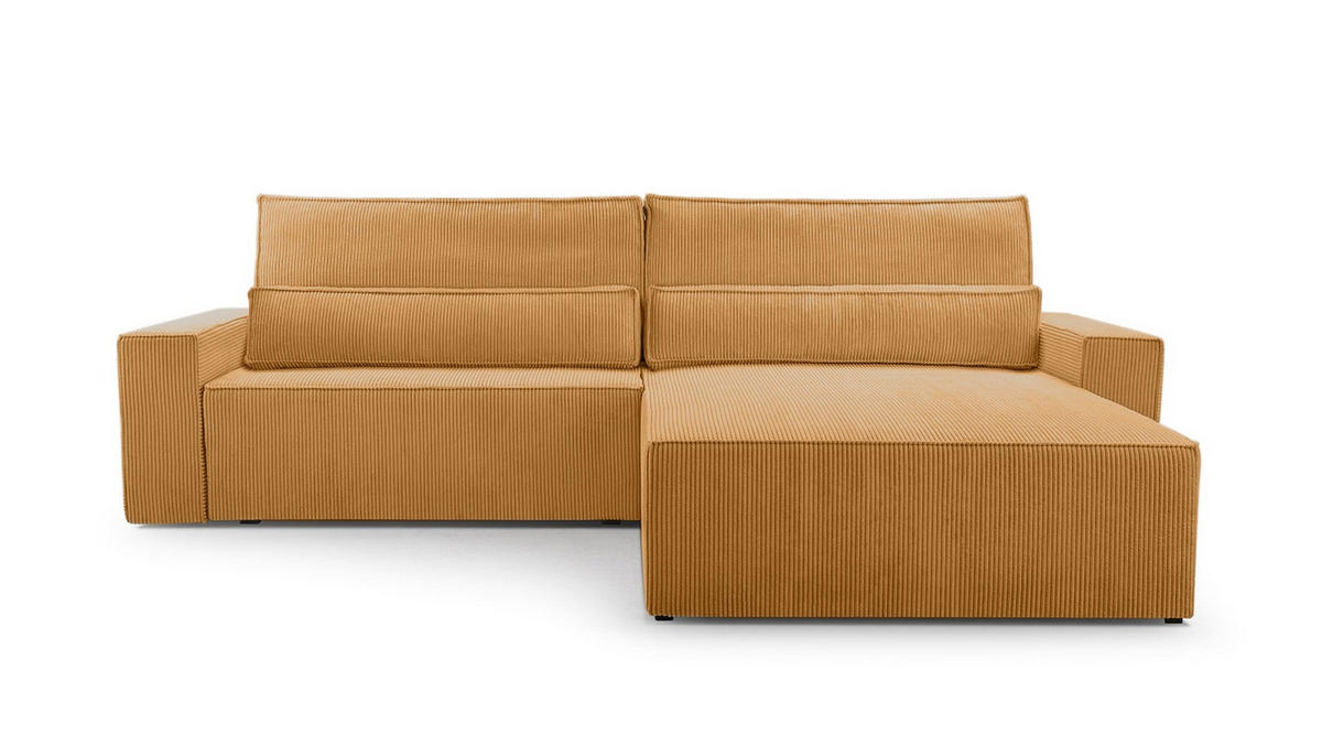 ECKSOFA - Denver L - Dunkelgelb - Dunkelgelb, Holz (290/200cm) - Möblo