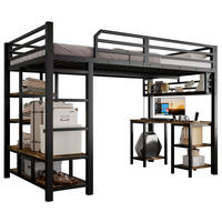 HOCHBETT 120x200 cm Schreibtisch Regal schwarz - Schwarz, Metall (120/200cm) - LEBENLANG